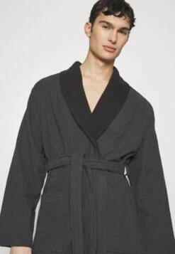 Pier One SHAWL TOWEL BATHROBE - Bademantel - Dark Grey -Pier One Store aedd72cbd7d04b83bcef8a6c104e08f9